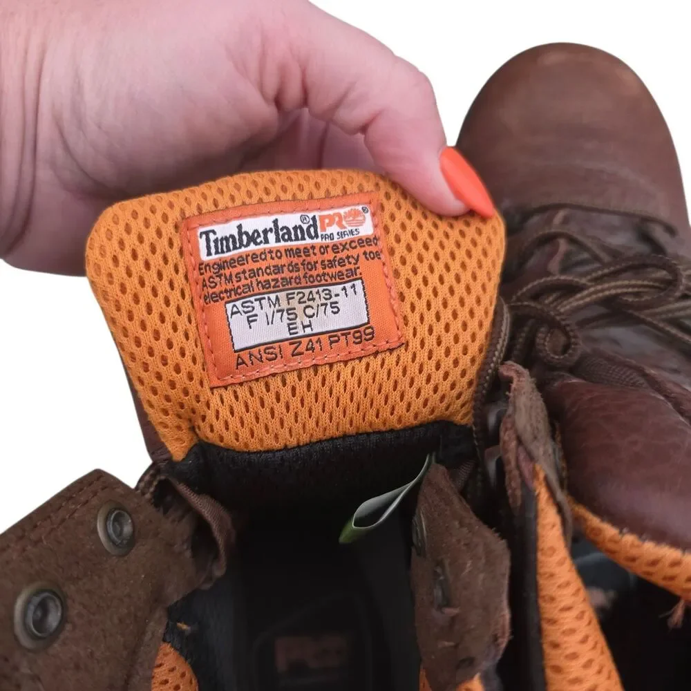 Timberland‎ PRO Brown Leather EH Safety Toe Work Boots Mens Size 7.5 ASTM